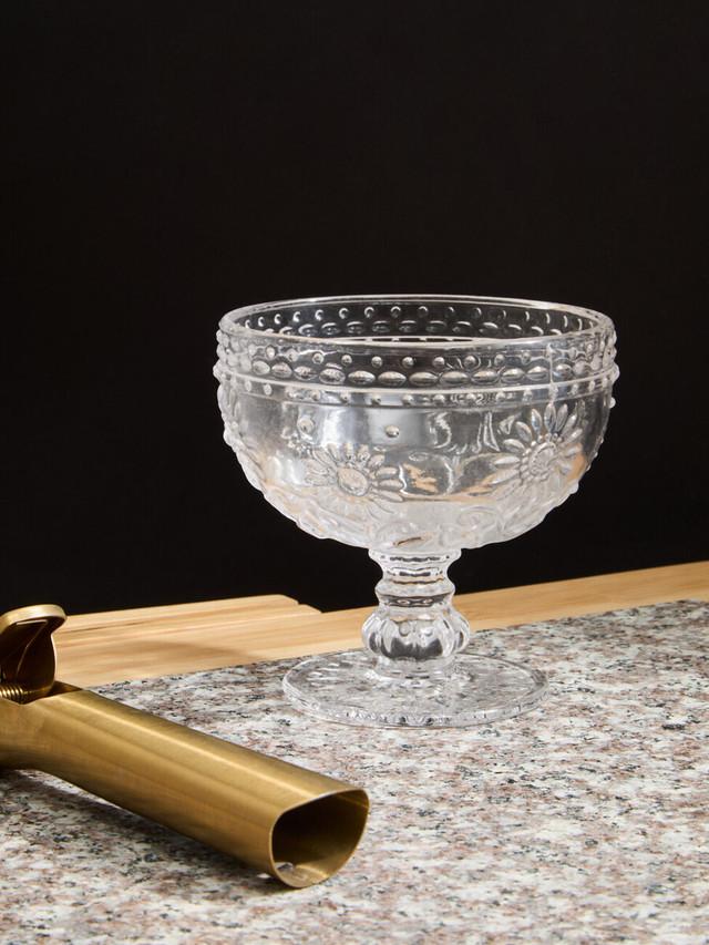 Premier Housewares Daisy Pressed Glass Sundae Glass Dish
