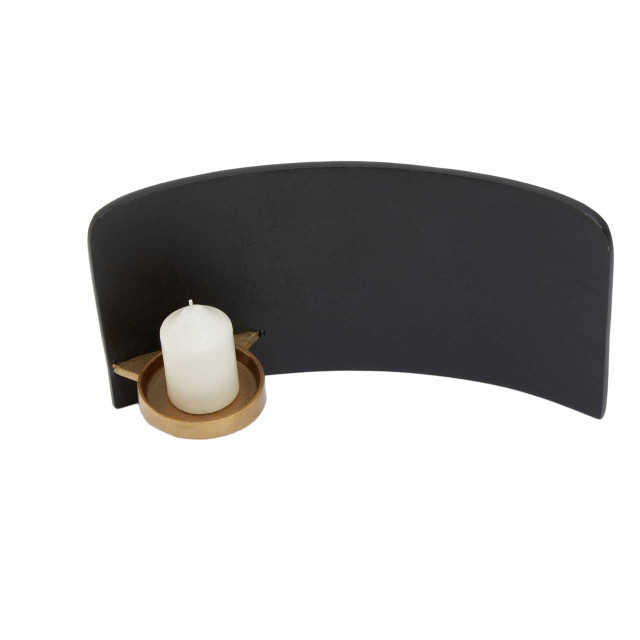 Premier Housewares Daito Black And Gold Finish Aluminium Candle Holder