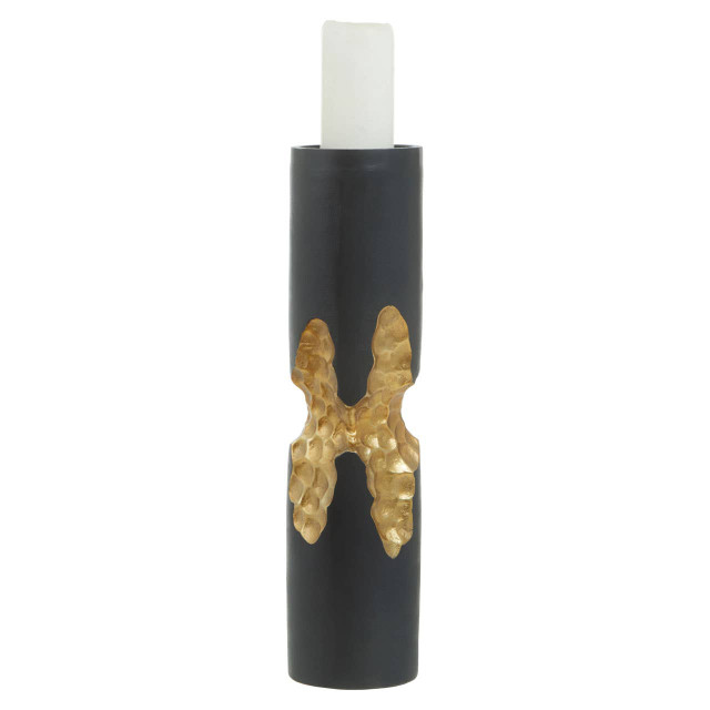Premier Housewares Daito Large Black And Gold Finish Candle Holder