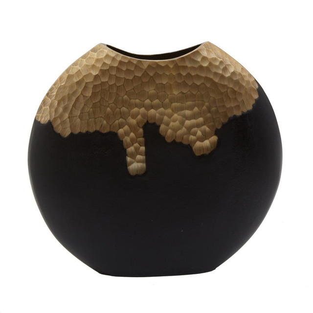 Premier Housewares Daito Large Black And Gold Round Vase