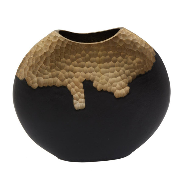 Premier Housewares Daito Large Black And Gold Round Vase