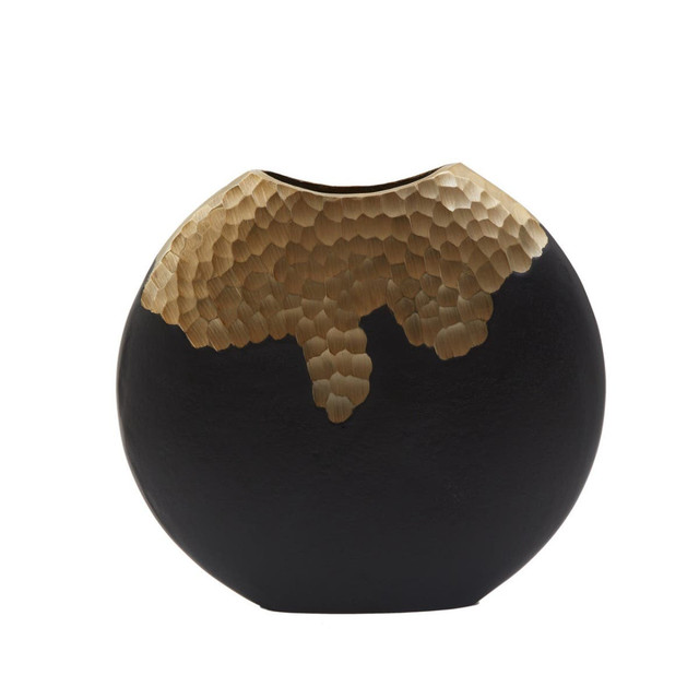 premier housewares Daito Small Black and Gold Round Vase