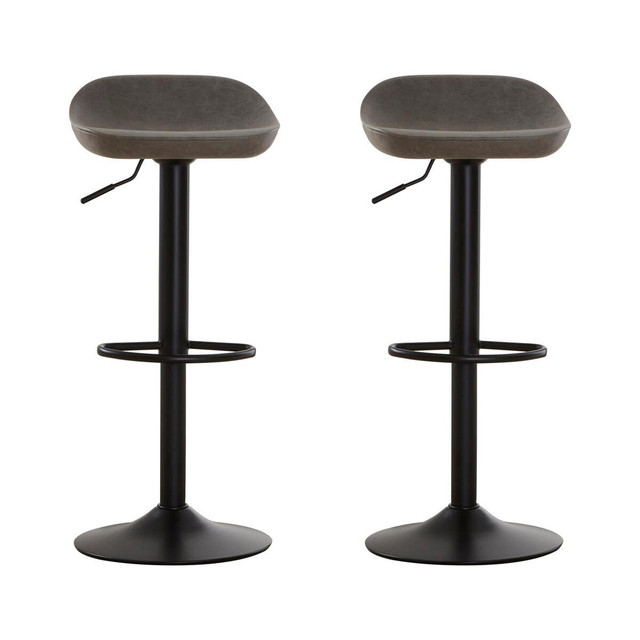 Premier Housewares Dalston Set Of Two Ash Faux Leather Bar Stools