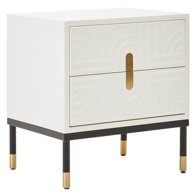 Premier Housewares Danta Two Drawer Side Table In Off White