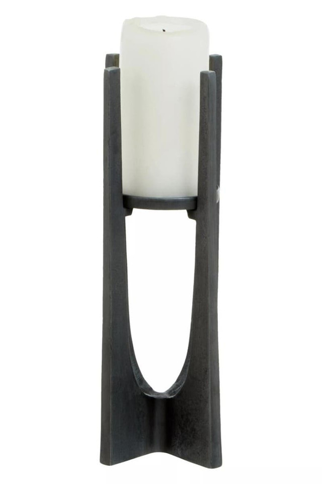 Premier Housewares Dante Small Washed Grey Finish Candle Holder