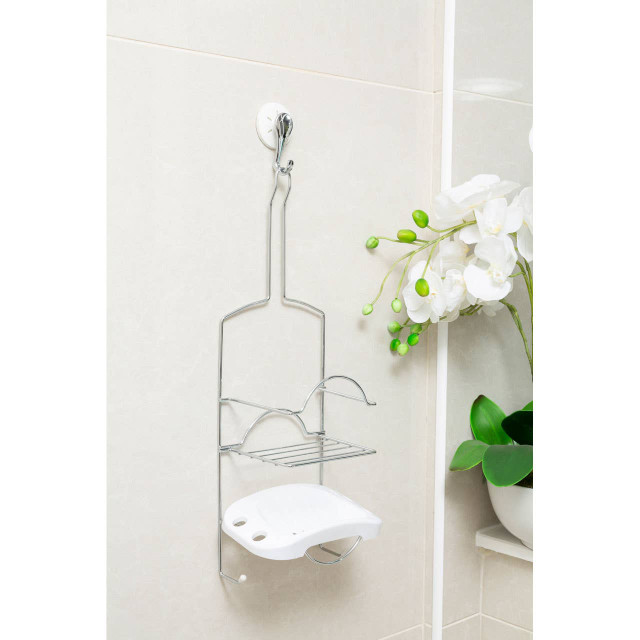 Premier Housewares Dara 2 Tier White Soap Dish Shower Caddy
