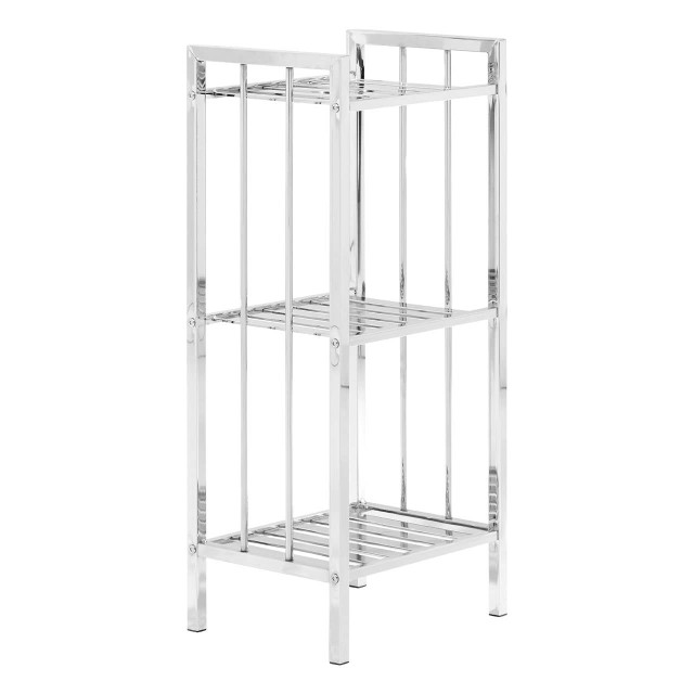 premier housewares Dara 3 Tier Chrome Shelf Unit with Slatted Sides