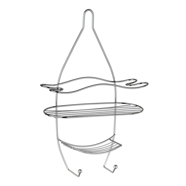 premier housewares Dara 3 Tier Chrome Shower Caddy With Hooks