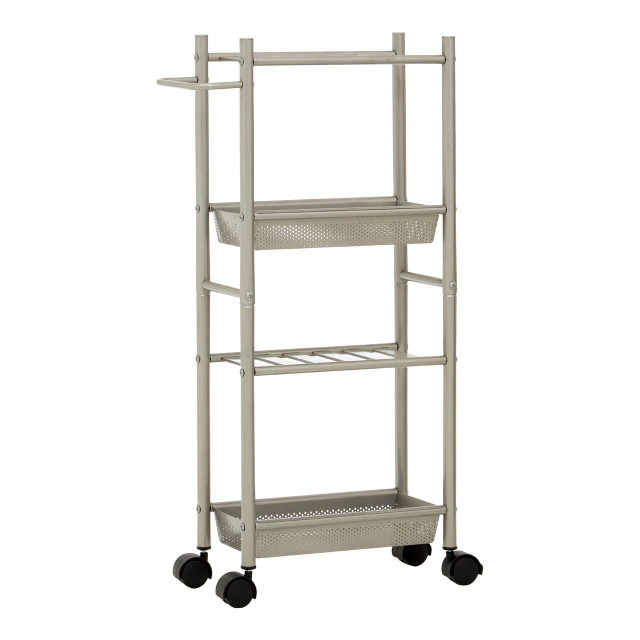 premier housewares Dara 4 Tier Brush Nickel Trolley with 2 Baskets