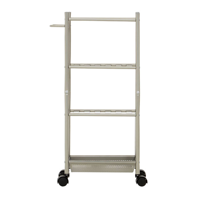Premier Housewares Dara 4 Tier Silver Metal Trolley With Basket