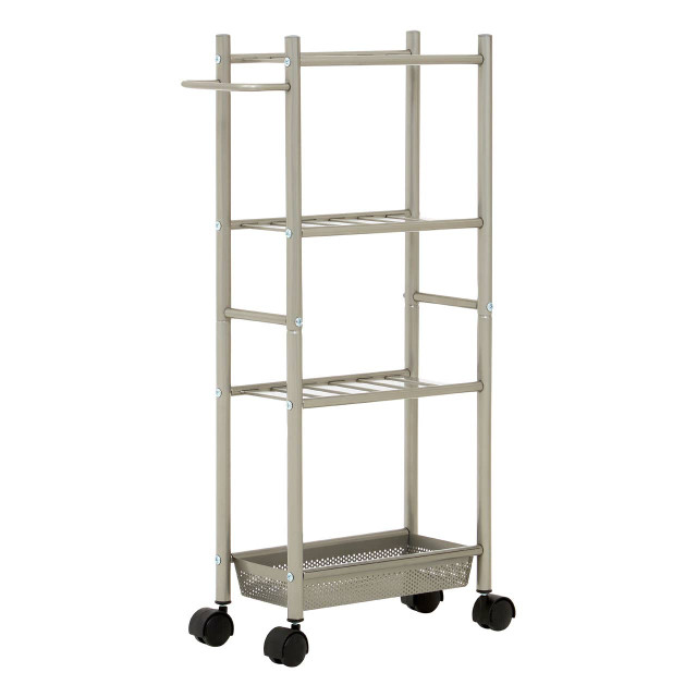 premier housewares Dara 4 Tier Silver Metal Trolley with Basket