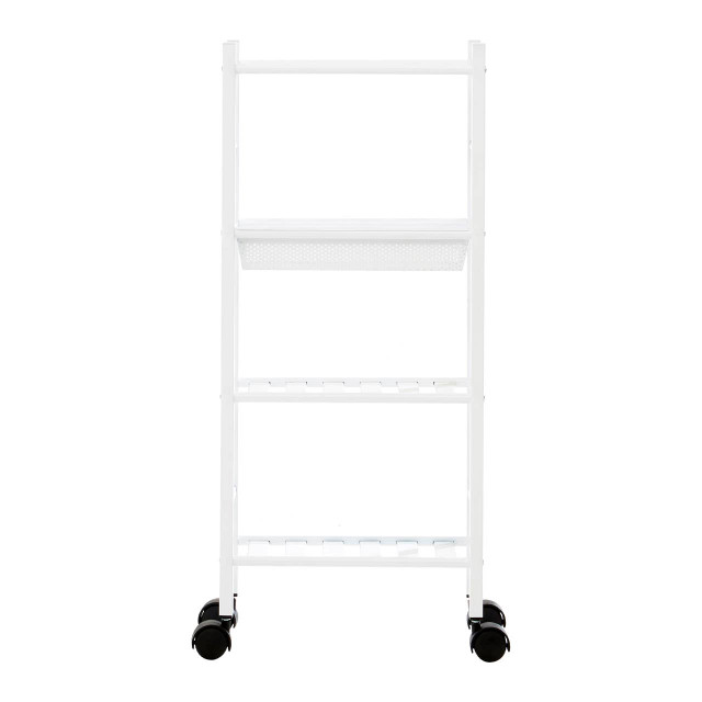 Premier Housewares Dara 4 Tier White Trolley With Basket