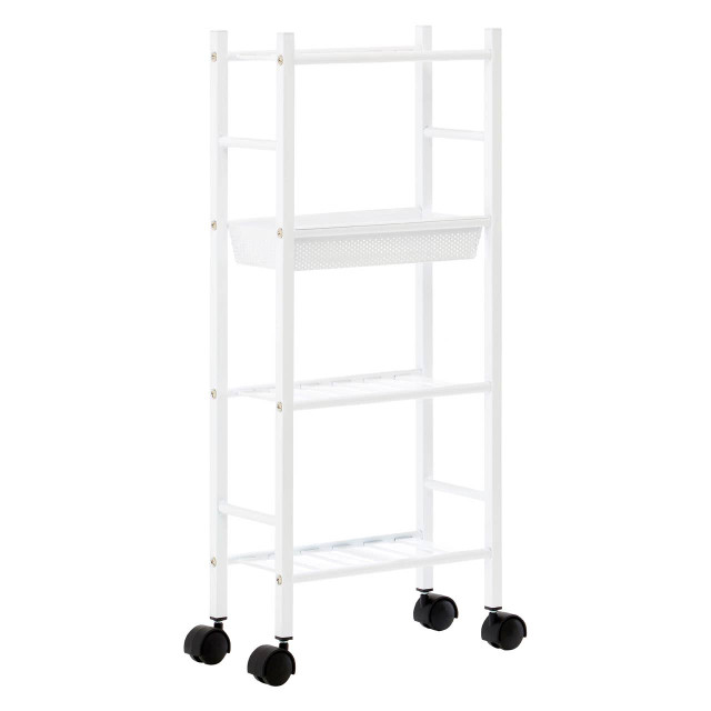 premier housewares Dara 4 Tier White Trolley with Basket