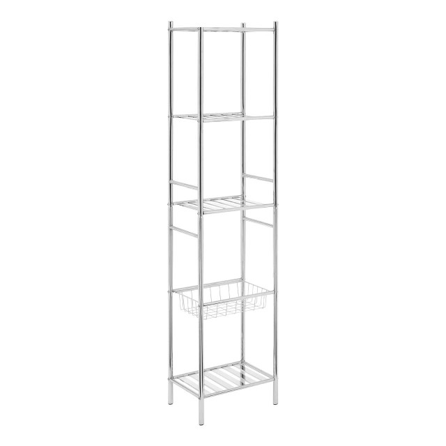 Premier Housewares Dara 5 Tier Chrome Shelf Unit With Basket