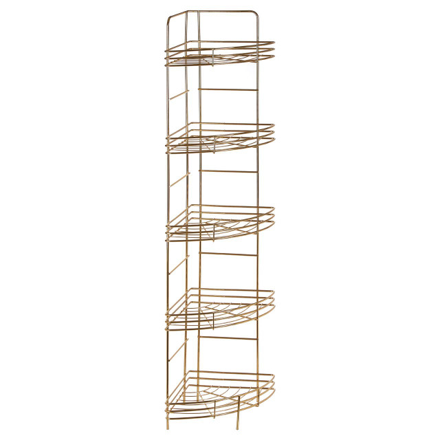 Premier Housewares Dara 5 Tier Gold Finish Corner Storage Rack