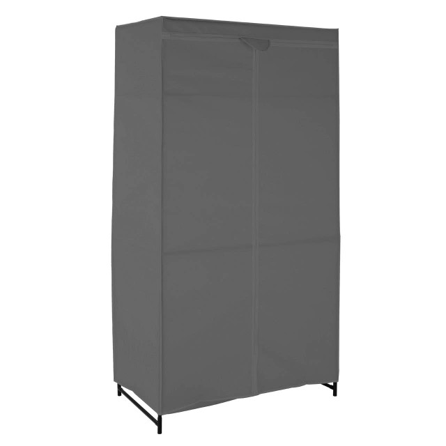 premier housewares Dara Grey Fabric Wardrobe With Shelf