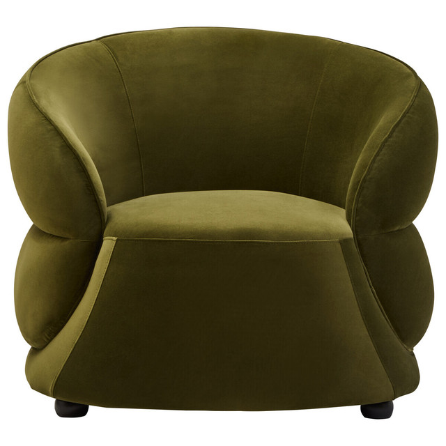 Premier Housewares Darla Forest Green Curved Velvet Chair