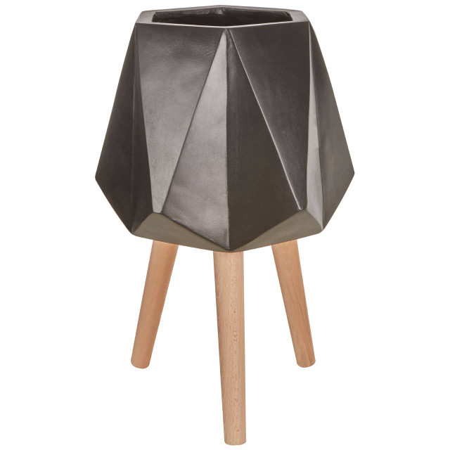 Premier Housewares Darnell Large Black Geometric Planter With Legs