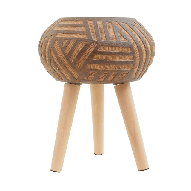 Premier Housewares Darnell Round Brown Planter With Angular Legs