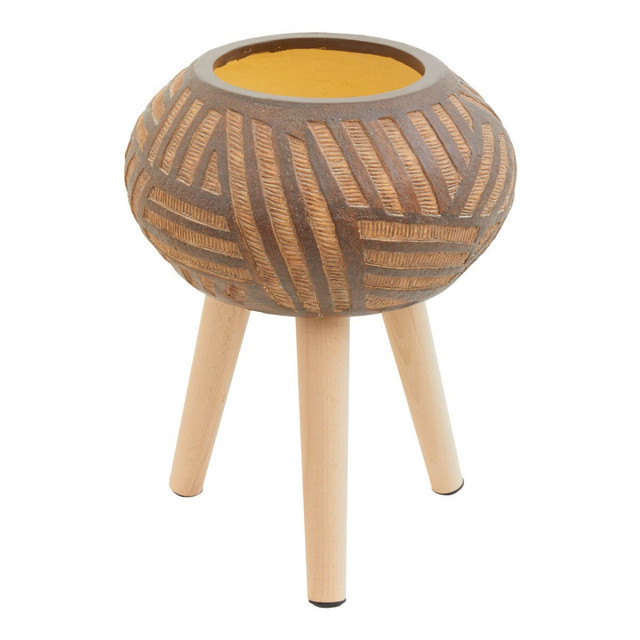 Premier Housewares Darnell Round Brown Planter With Angular Legs
