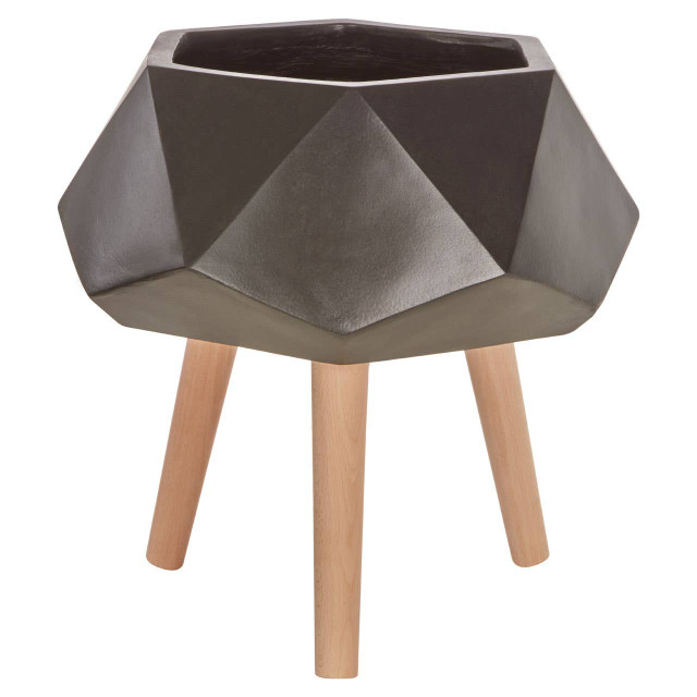 Premier Housewares Darnell Small Black Geometric Planter With Legs