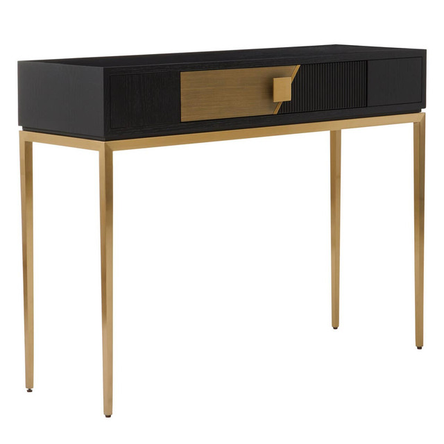 Premier Housewares Davoli Black And Gold Console Table With 1 Drawer