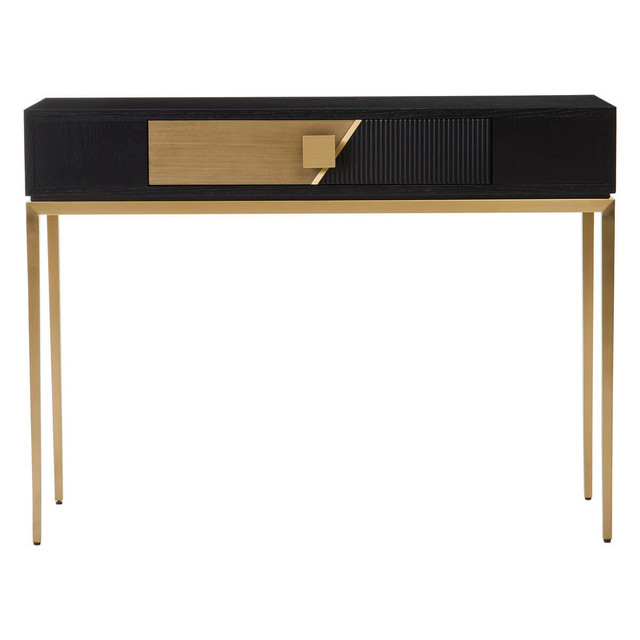 premier housewares Davoli Black and Gold Console Table with 1 Drawer