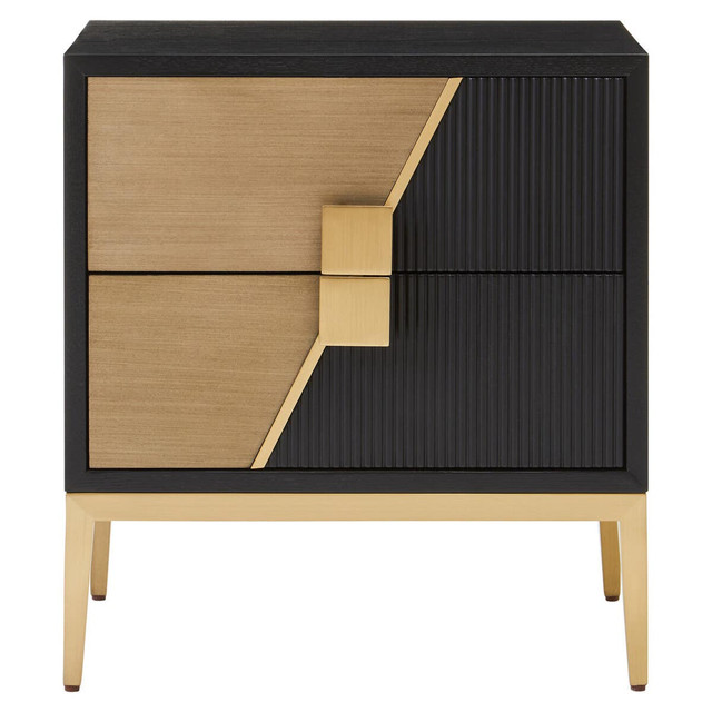 Premier Housewares Davoli Black And Gold Two Drawer Side Table