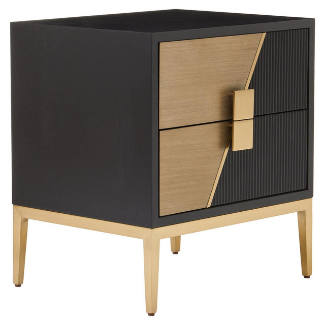 Premier Housewares Davoli Black And Gold Two Drawer Side Table
