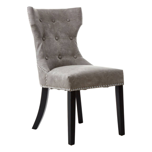 Premier Housewares Daxton Grey Leather Effect Dining Chair