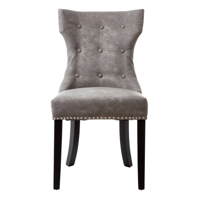 premier housewares Daxton Grey Leather Effect Dining Chair