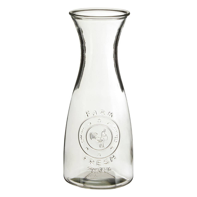 Premier Housewares Dayla Clear Glass Embossed Farm Fresh Design 1000ml Carafe