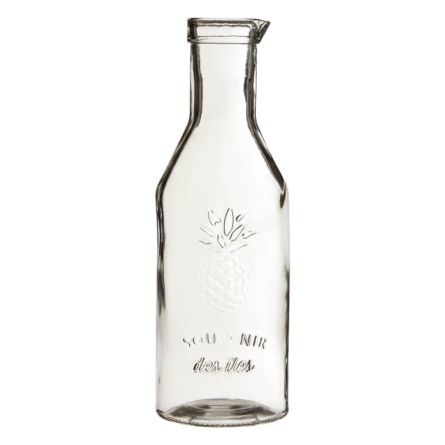 Premier Housewares Dayla Clear Glass Embossed Pineapple Design 1000ml Carafe