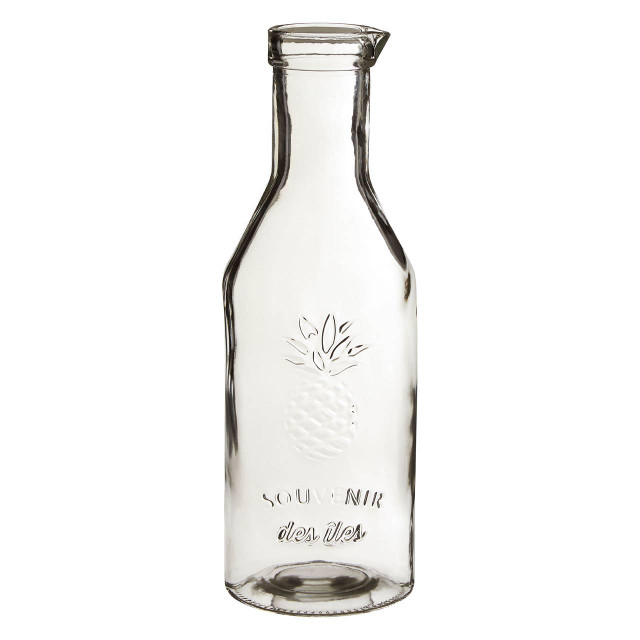 Premier Housewares Dayla Clear Glass Embossed Pineapple Design 1000ml Carafe
