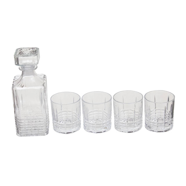 Premier Housewares Dayla Ribbed Pattern Decanter With Four Glasses