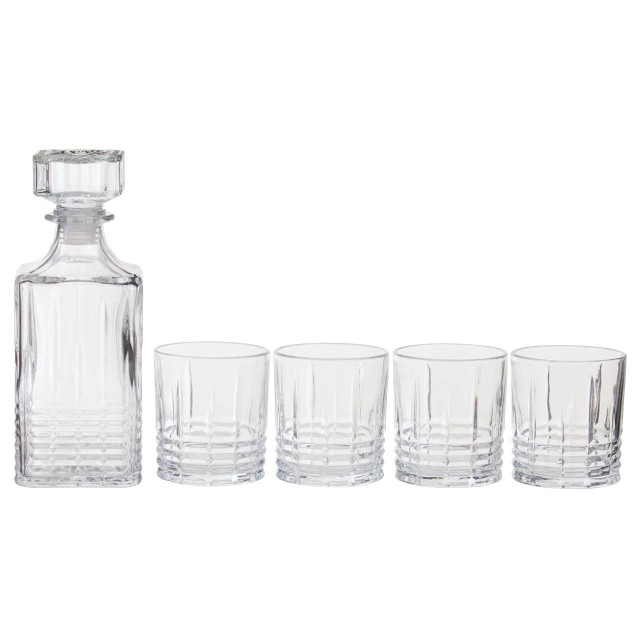 premier housewares Dayla Ribbed Pattern Decanter With Four Glasses