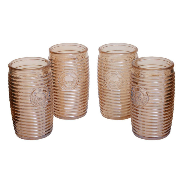 premier housewares Dayla Set Of Four Gold Ribbed Glass Tumblers