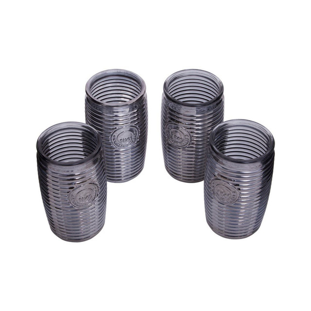 Premier Housewares Dayla Set Of Four Grey Ribbed Glass Tumblers