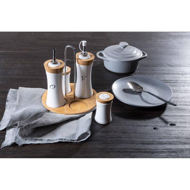 Premier Housewares Dela 4pc Bamboo And Ceramic Condiment Set