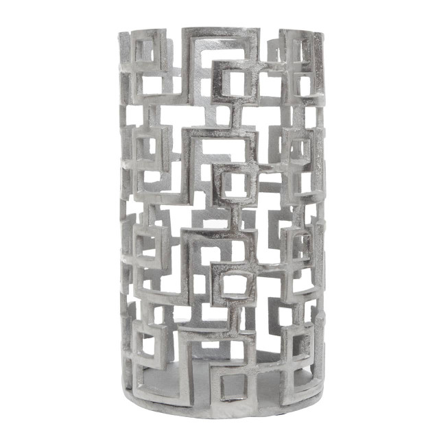 Premier Housewares Delphi Large Candle Holder In Silver Finish