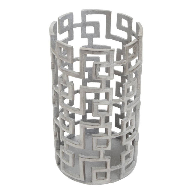 Premier Housewares Delphi Large Candle Holder In Silver Finish