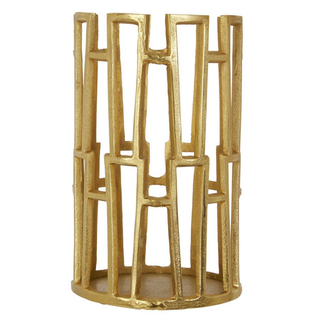 Premier Housewares Delphi Small Candle Holder In Gold Finish