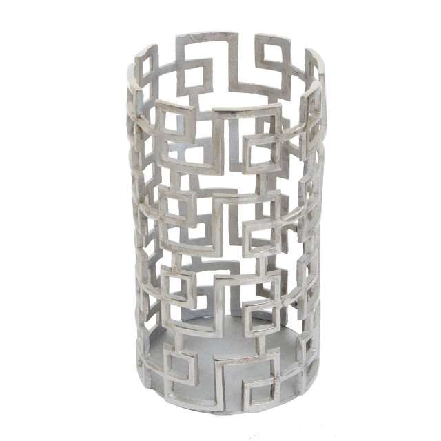 Premier Housewares Delphi Small Candle Holder In Silver Finish