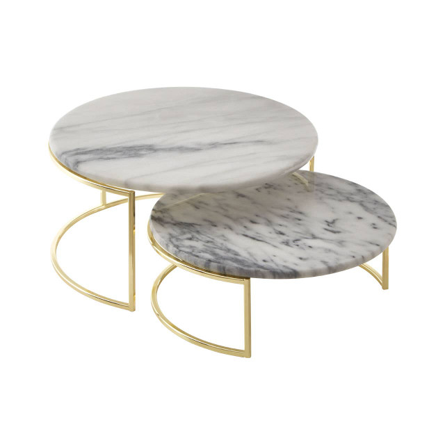 Premier Housewares Delphine Set Of 2 White Marble Cake Stands