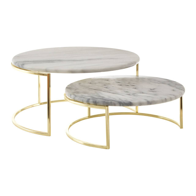 premier housewares Delphine Set Of 2 White Marble Cake Stands