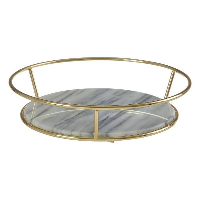 Premier Housewares Delphine White Marble And Brass Finish Fruit Basket