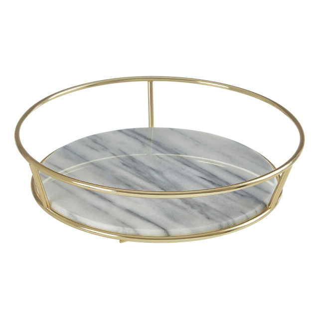 Premier Housewares Delphine White Marble And Brass Finish Fruit Basket