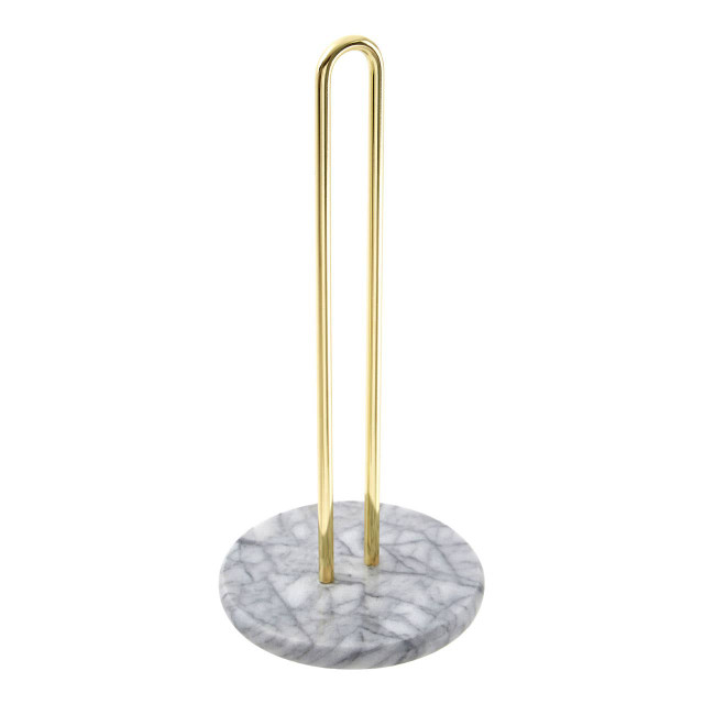 Premier Housewares Delphine White Marble And Brass Kitchen Roll Holder
