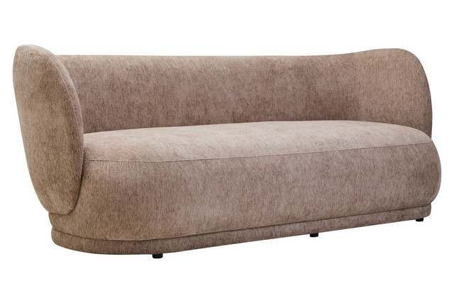 Premier Housewares Delray Deep Stone Chenille Curved Three Seater Sofa