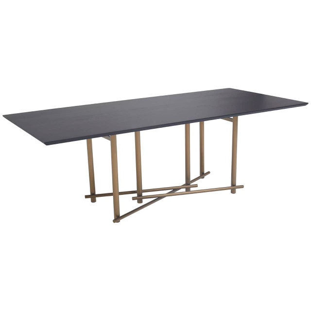 Premier Housewares Delta Walnut Veneer Dining Table With Brushed Brass Legs